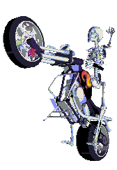 skeleton on bike